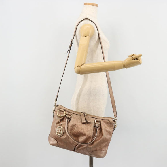 GUCCI GG Canvas Guccissima Sukey Bag Leather 2way Pink Gold 247902 Auth 176609
