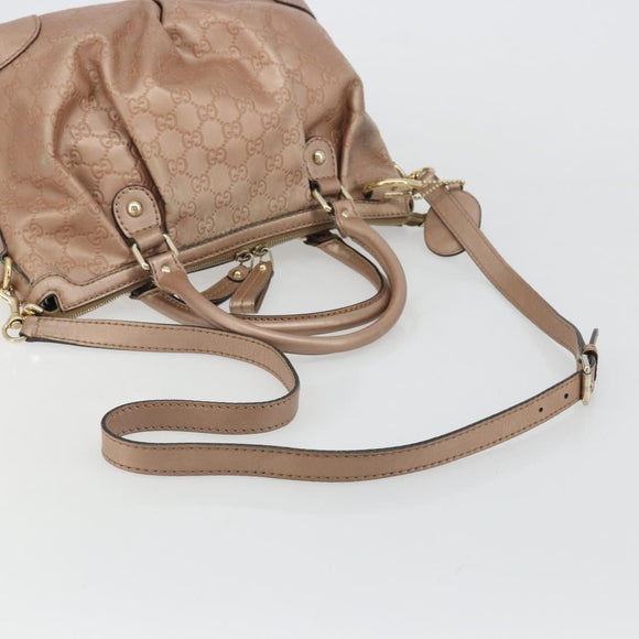 GUCCI GG Canvas Guccissima Sukey Bag Leather 2way Pink Gold 247902 Auth 176609