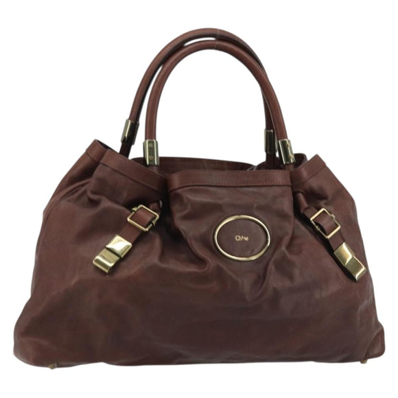 Chloe Shoulder Bag Leather Brown Gold Auth 176610