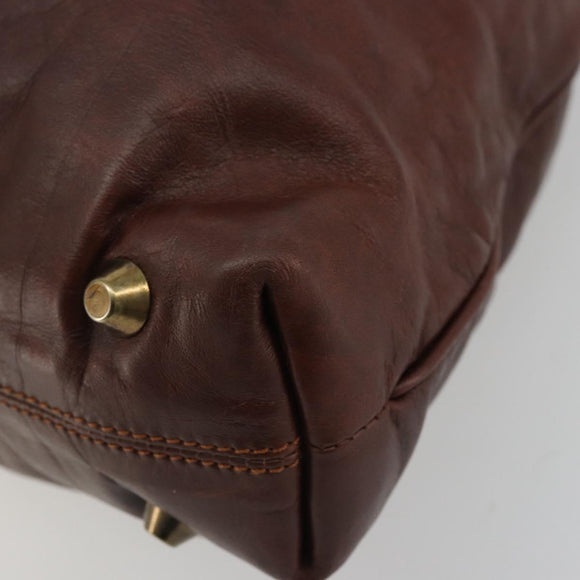 Chloe Shoulder Bag Leather Brown Gold Auth 176610