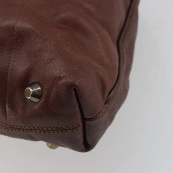 Chloe Shoulder Bag Leather Brown Gold Auth 176610
