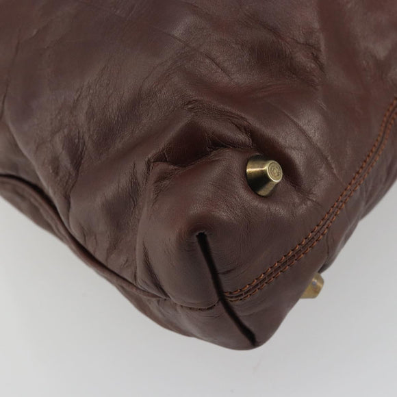 Chloe Shoulder Bag Leather Brown Gold Auth 176610