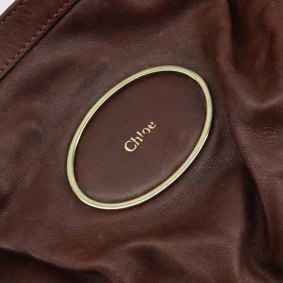 Chloe Shoulder Bag Leather Brown Gold Auth 176610