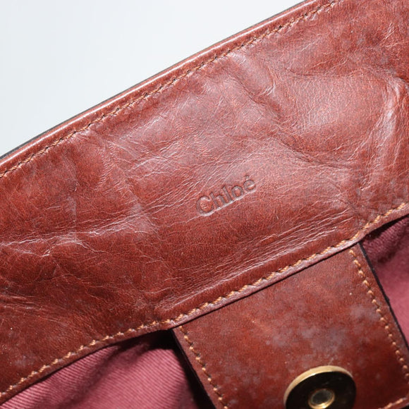 Chloe Shoulder Bag Leather Brown Gold Auth 176610