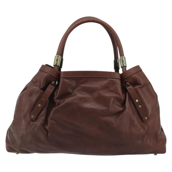 Chloe Shoulder Bag Leather Brown Gold Auth 176610