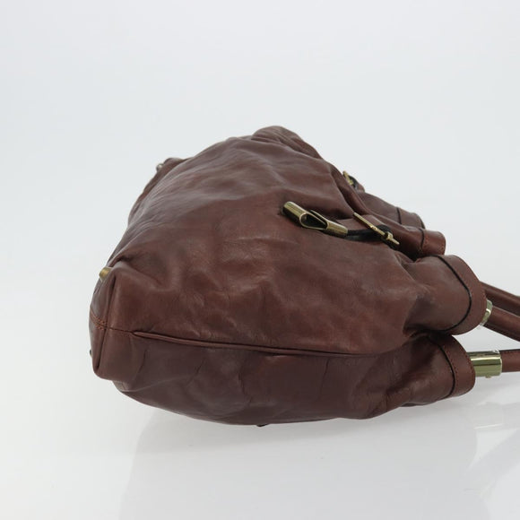 Chloe Shoulder Bag Leather Brown Gold Auth 176610