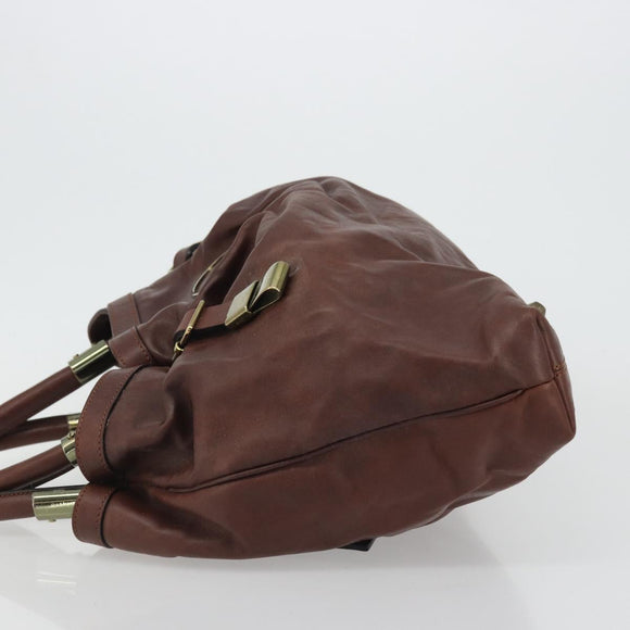 Chloe Shoulder Bag Leather Brown Gold Auth 176610