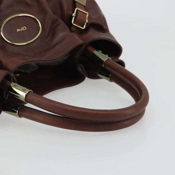 Chloe Shoulder Bag Leather Brown Gold Auth 176610