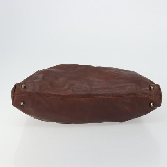 Chloe Shoulder Bag Leather Brown Gold Auth 176610