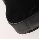 GUCCI Bamboo Shoulder Bag Suede Black Gold 001 1577 Auth 176611-15
