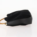 GUCCI Bamboo Shoulder Bag Suede Black Gold 001 1577 Auth 176611-4