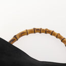 GUCCI Bamboo Shoulder Bag Suede Black Gold 001 1577 Auth 176611-8