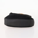 GUCCI Bamboo Shoulder Bag Suede Black Gold 001 1577 Auth 176611-5