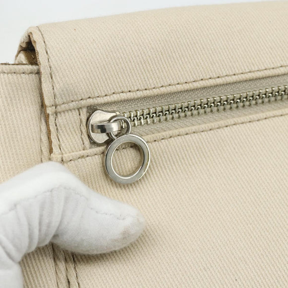 BURBERRY Blue Label Shoulder Bag Canvas Beige Silver Auth 176617