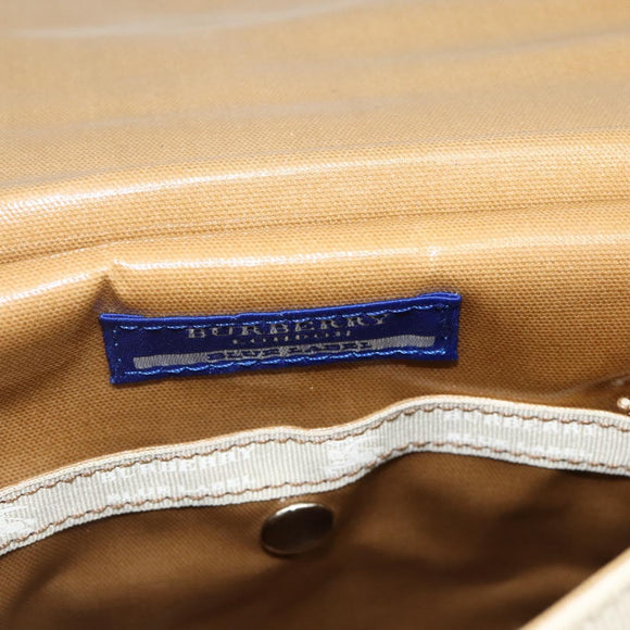 BURBERRY Blue Label Shoulder Bag Canvas Beige Silver Auth 176617