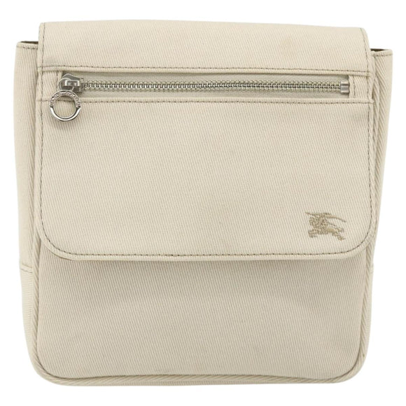 BURBERRY Blue Label Shoulder Bag Canvas Beige Silver Auth 176617