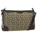 CELINE C Sulky Shoulder Bag Canvas Beige Gold Auth 176618-1