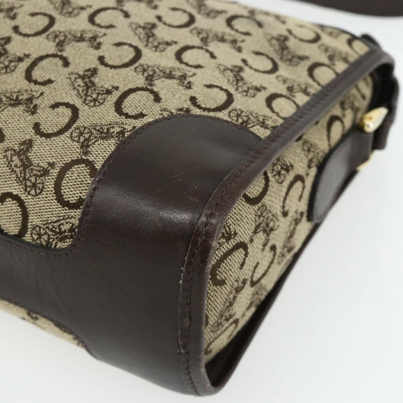 CELINE C Sulky Shoulder Bag Canvas Beige Gold Auth 176618
