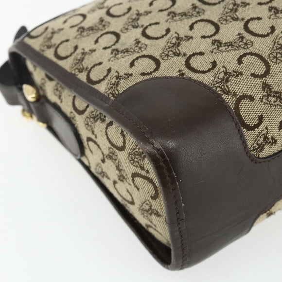 CELINE C Sulky Shoulder Bag Canvas Beige Gold Auth 176618