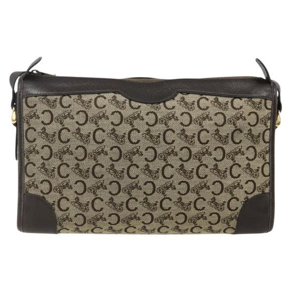 CELINE C Sulky Shoulder Bag Canvas Beige Gold Auth 176618