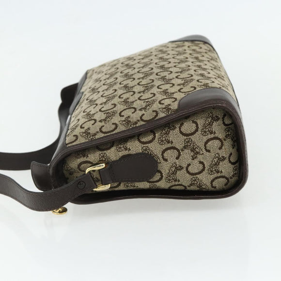 CELINE C Sulky Shoulder Bag Canvas Beige Gold Auth 176618