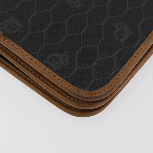 Christian Dior Honeycomb Canvas Shoulder Bag PVC Beige Gold Auth 176623