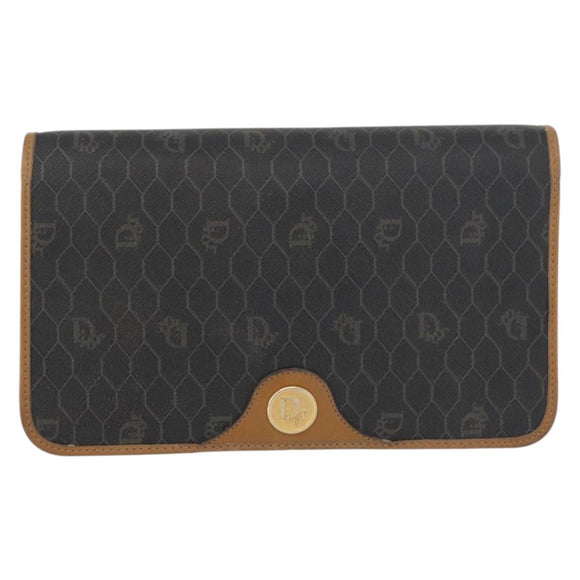 Christian Dior Honeycomb Canvas Shoulder Bag PVC Beige Gold Auth 176623