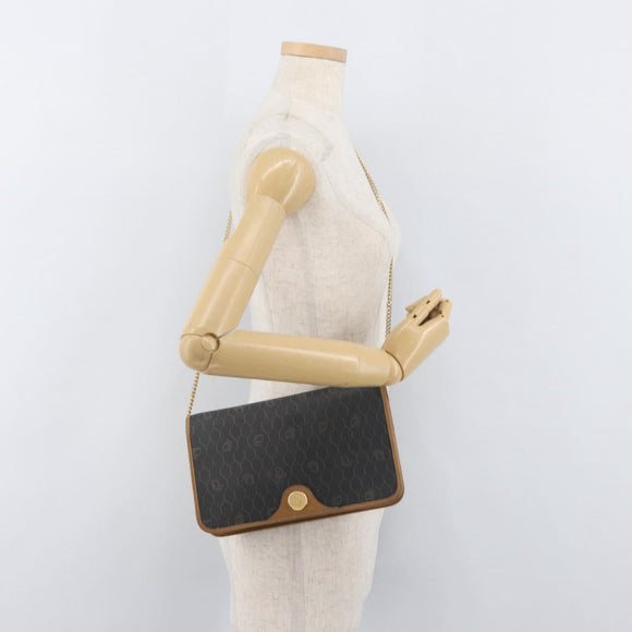 Christian Dior Honeycomb Canvas Shoulder Bag PVC Beige Gold Auth 176623