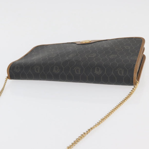 Christian Dior Honeycomb Canvas Shoulder Bag PVC Beige Gold Auth 176623
