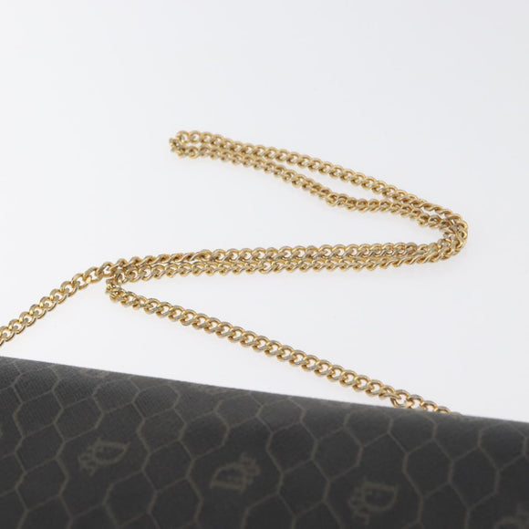 Christian Dior Honeycomb Canvas Shoulder Bag PVC Beige Gold Auth 176623
