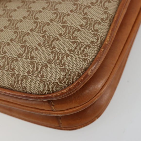 CELINE Macadam Canvas Shoulder Bag PVC Beige Gold Auth 176626A