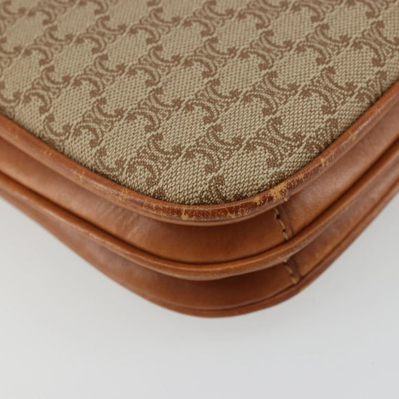 CELINE Macadam Canvas Shoulder Bag PVC Beige Gold Auth 176626A