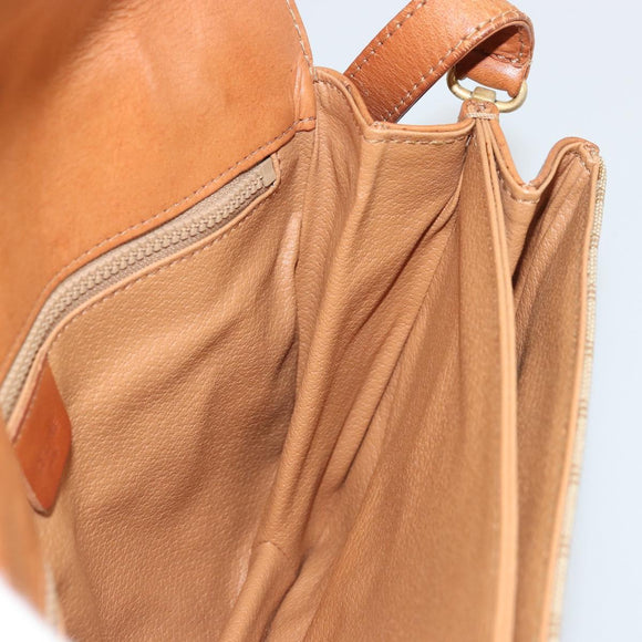 CELINE Macadam Canvas Shoulder Bag PVC Beige Gold Auth 176626A