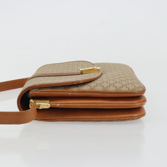 CELINE Macadam Canvas Shoulder Bag PVC Beige Gold Auth 176626A