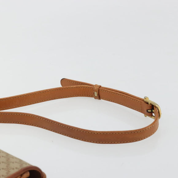 CELINE Macadam Canvas Shoulder Bag PVC Beige Gold Auth 176626A