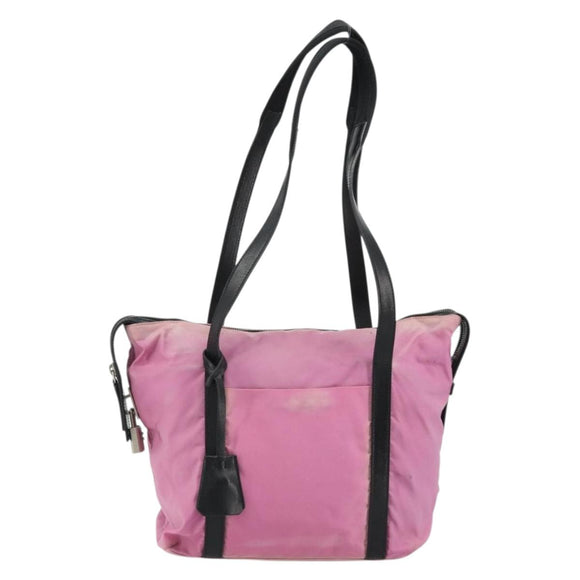 PRADA Shoulder Bag Nylon Pink Silver Auth 176628