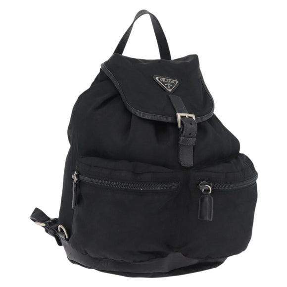 PRADA Backpack Nylon Black Silver Auth 176629