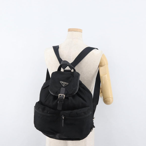 PRADA Backpack Nylon Black Silver Auth 176629