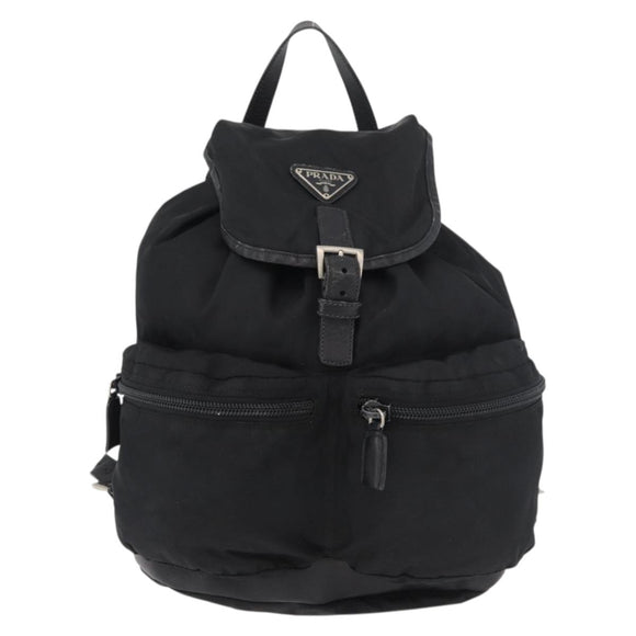 PRADA Backpack Nylon Black Silver Auth 176629