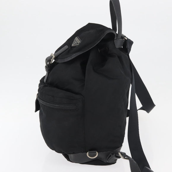 PRADA Backpack Nylon Black Silver Auth 176629
