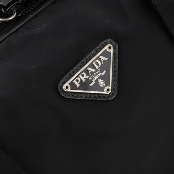 PRADA Boston Bag Nylon 2way Black Silver Auth 176630