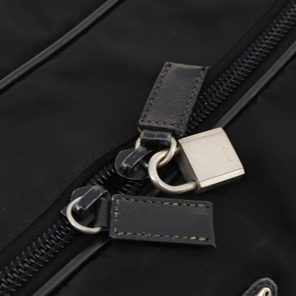 PRADA Boston Bag Nylon 2way Black Silver Auth 176630
