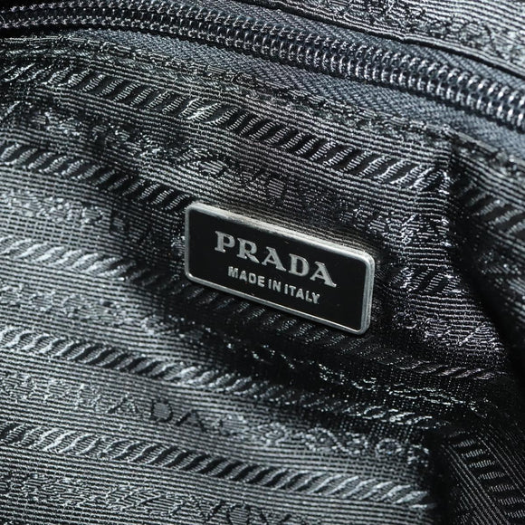 PRADA Boston Bag Nylon 2way Black Silver Auth 176630