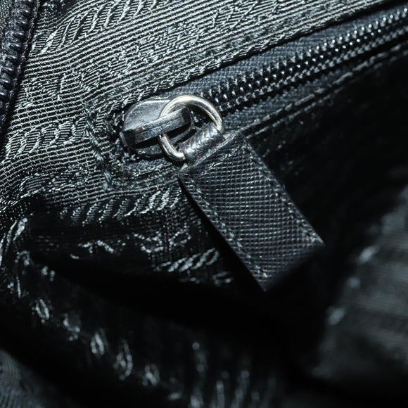 PRADA Boston Bag Nylon 2way Black Silver Auth 176630