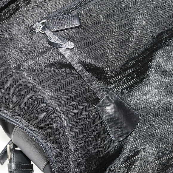 PRADA Boston Bag Nylon 2way Black Silver Auth 176630