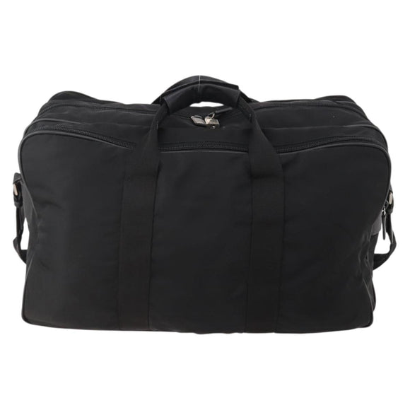PRADA Boston Bag Nylon 2way Black Silver Auth 176630