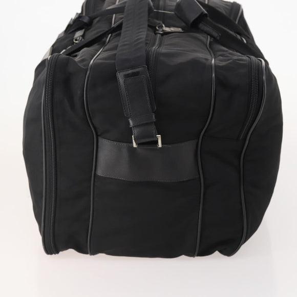 PRADA Boston Bag Nylon 2way Black Silver Auth 176630