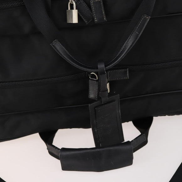 PRADA Boston Bag Nylon 2way Black Silver Auth 176630