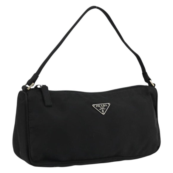 PRADA Accessory Pouch Nylon Black Silver Auth 176631A
