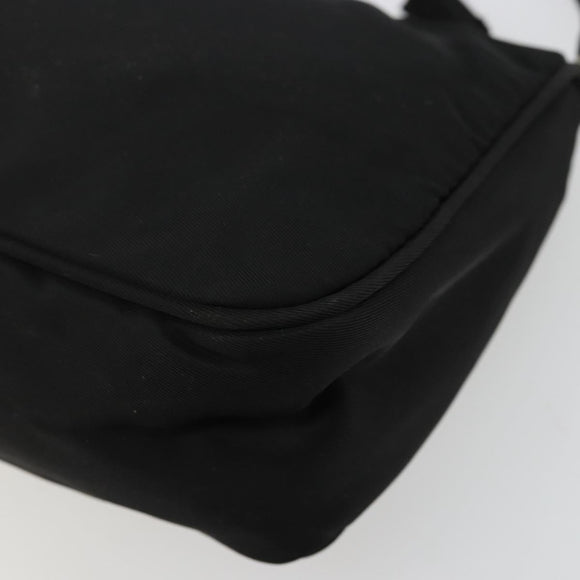PRADA Accessory Pouch Nylon Black Silver Auth 176631A